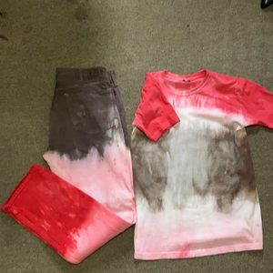 Polo self tie dye jeans size 36/32 got them took in comes with match tee